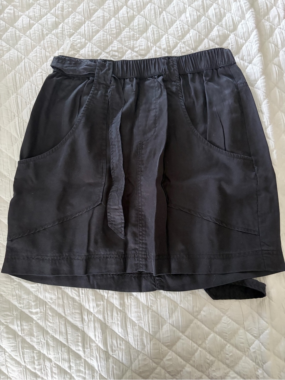 Black Mini Skirt with Waist Tie